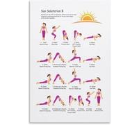 PAJPXPCD Sun Salutation Yoga Poster - Step-by-Step Practice Chart, Framed Canvas Wall-Art for Home Studio & Room Aesthetics(Unframed,08x12inch(20x30cm))
