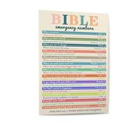 PAJPXPCD Vintage Bible Emergency Numbers Wall-Art, Christian Scripture Canvas Print, Inspirational Decor for Church & Home(Framed,12x18inch(30x45cm))