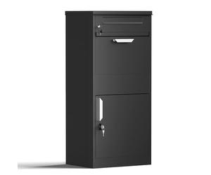 Paketbriefkasten Schwarz 50x37x115cm Paketbox Freistehend Abschließbar Paketannahme Zuhause