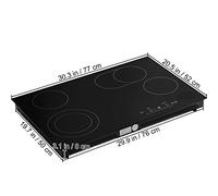 PAKLIF Table de Cuisson électrique 4/5 brûleurs Table de Cuisson électrique 9 Niveaux de Puissance &Surface en Verre céramique à Commande Tactile par capteur (Color : 30 in 4 Burners)