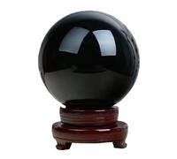 PAKMEZ 1 Boule Magique en Cristal d'obsidienne Noire de 40 mm, décoration d'intérieur sans Base