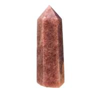 PAKMEZ 1 pièce 550-600 g de Pierre de Fraise en Cristal de Quartz, obélisque, Pointe de Quartz