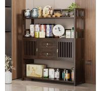 PAKMEZ Autel Bouddhiste en Bois Massif Armoire Dieu de la Richesse, Autel De Méditation Bouddhiste Relaxant avec Rangement, Armoire de Sanctuaire Domestique(Dark Brown)