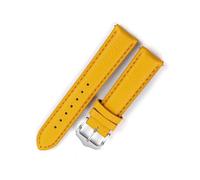 PAKMEZ Band de montre en cuir 18-22mm Bracelet des sangles de montre de remplacement, Jaune clair, 22mm
