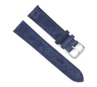 PAKMEZ Band de montre en cuir en daim 18-24mm Sangle de montre de remplacement, Bleu foncé, 19mm