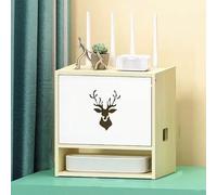 PAKMEZ Boîte de Rangement pour Routeur, Étagere Radiateur, Rangement Box Internet, pour WiFi, DVD, Décodeur, Câble Invisible, pour Salon, Chambre, Bureau(Light Wood)