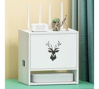 PAKMEZ Boîte de Rangement pour Routeur, Étagere Radiateur, Rangement Box Internet, pour WiFi, DVD, Décodeur, Câble Invisible, pour Salon, Chambre, Bureau(White)