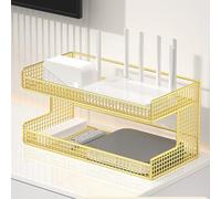 PAKMEZ Boîte de Rangement pour Routeur WiFi, Étagere Radiateur, D'étagère Flottante, pour Câbles Télécommandes Lecteurs DVD Décodeur Boite, pour Salon Chambre Bureau(Gold,40 * 19 * 19cm/15 * 7 * 7in)
