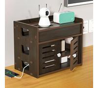 PAKMEZ Boîte de Rangement pour Routeur WiFi, Étagere Radiateur, Étagère pour Décodeur, Rangement Box Internet, pour Gestion des câbles pour Salon, Chambre, Bureau(Brown,30 * 22 * 30cm/11 * 8 * 11in)