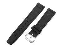 PAKMEZ Bracelet de montre en tissu 20-22mm, Black-Steel-K10, 21mm