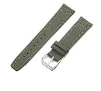 PAKMEZ Bracelet de montre en tissu 20-22mm, Green-Steel-K10, 22mm