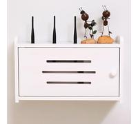 PAKMEZ Cache Box Routeur WiFi, Support de Stockage WiFi en Bois, Rangement Box Internet, Étagere Radiateur, WiFi Décoration pour Salon Chambre Bureau(White,50 * 10 * 25cm/19 * 3 * 9in)