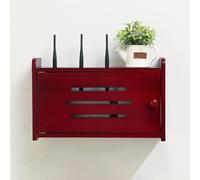 PAKMEZ Cache Box Routeur WiFi, Support de Stockage WiFi en Bois, Rangement Box Internet, Étagere Radiateur, WiFi Décoration pour Salon Chambre Bureau(Red,40 * 10 * 25cm/15 * 3 * 9in)