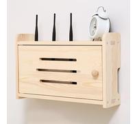 PAKMEZ Cache Box Routeur WiFi, Support de Stockage WiFi en Bois, Rangement Box Internet, Étagere Radiateur, WiFi Décoration pour Salon Chambre Bureau(Logs,40 * 10 * 25cm/15 * 3 * 9in)