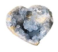 PAKMEZ Cristal Grande géode Aigue-Marine Naturelle en Forme de cœur Pierre précieuse sculptée à la Main Cristal Quartz cœur for Cadeau 1pc