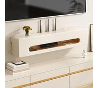 PAKMEZ Étagère de Rangement Murale WiFi, Box Internet, D'étagère Flottante, Support de Stockage WiFi en Bois, pour Gestion des Câbles pour Salon,Chambre,Bureau(Off White,60 * 20 * 20cm/23 * 7 * 7in)