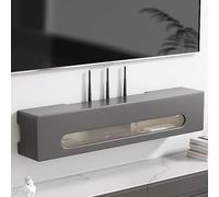 PAKMEZ Étagère de Rangement Murale WiFi, Box Internet, D'étagère Flottante, Support de Stockage WiFi en Bois, pour Gestion des Câbles pour Salon,Chambre,Bureau(Grey,80 * 20 * 20cm/31 * 7 * 7in)