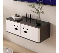 PAKMEZ Étagère de Routeur WiFi en Bois, Étagère pour Décodeur, Étagere Radiateur, D'étagère Flottante, pour Gestion des Câbles pour Salon, Chambre, Bureau(Black,80 * 20 * 18cm/31 * 7 * 7in)