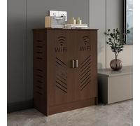 PAKMEZ Router Cabinet WiFi Router Storage Cabinet, Cache Box Internet et Cable Très Utile for TV Set-Top Boxes Cable Media Equipment(Brown,70 * 70cm/27.6 * 27.6in)