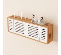 PAKMEZ Router Storage Box, Support de Stockage WiFi en Bois, Étagere Radiateur, D'étagère Flottante, Rangement Box Internet, Décoration Murale pour Salon Chambre Bureau(Brown)