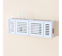 PAKMEZ Router Storage Box, Support de Stockage WiFi en Bois, Étagere Radiateur, D'étagère Flottante, Rangement Box Internet, Décoration Murale pour Salon Chambre Bureau(White)