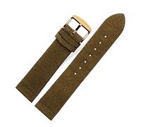 PAKMEZ Sangle de montre en cuir en daim 16-24mm Sangle de montre en cuir avec boucle d'épingle, Armée verte-or, 18mm