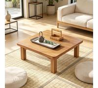 PAKMEZ Table de Thé Tatami Moderne, Table Japonaise Basse | Coins Arrondis Pieds Robustes, Bureau Profil-Bas Salon Chambre Déco Zen(Yellow,70*70*42cm/28*28*16.5in)