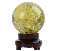 PAKMEZ Yellow Crystal Ball Ornament Citrine Quartz Gemstones Sphere Decorative Ball Witchcraft for Living Room Bedroom TV Cabinet Crafts Gifts,5cm/2in