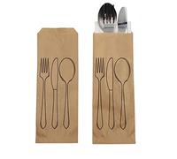 PAKNOR® Lot de 100 sacs à couverts en papier kraft, 9 x 25 cm, parfaits pour les fêtes et les occasions spéciales, sacs à main jetables