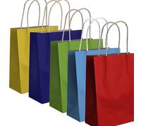 Pakomat Lot de 10 sacs cadeaux en papier kraft avec anses, 24 x 32 cm, respectueux de l'environnement, parfaits pour les anniversaires, les fêtes, les petits cadeaux et les emballages cadeaux (MIX 1)