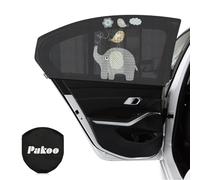 Pakoo Lot de 2 Pare-Soleil de fenêtre de Voiture pour bébé, Protection UV en Maille Respirante, Ajustement Universel, Extensible, Garde l'intérieur de la Voiture Frais et Confortable pour Les