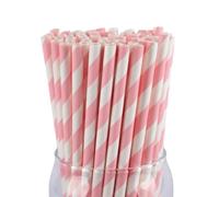 PakTalk Lot de 100 Pailles de Papier,Pailles Biodégradable,Paille Carton Rosa pour Mason Jar, Verre, Anniversaire, Mariage, Noël, Douche de Bébé, Célébration et Fête(6 x 197 mm)