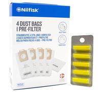 PakTrade 4 Sacs Aspirateur + Microfiltre + 5 Parfums Compatible avec Nilfisk 107407639, 1283891787, 128389187, 1470416500, 22359500 | 4 Sacs, Filtres, Désodorisants, Accessoires, Pièces de Rechange