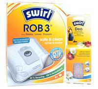PakTrade 4 Sacs D'aspirateur + Billes Déodorantes Compatible avec Eufy L35, L 35 Hybrid+ | Compatible avec Swirl ROB3 - Rob 3 | 4 Sacs, Désodorisant, Accessoires, Pièces Détachées