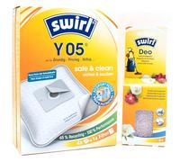 PakTrade 4 Sacs D'aspirateur + Billes Déodorantes Compatible avec Philips FC 8291 CompactGo; Princess 332860 | Compatible avec Swirl Y05 - Y 05 | 4 Sacs, Désodorisant, Accessoires, Pièces Détachées