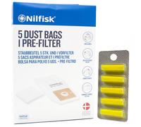 PakTrade 5 Sacs Aspirateur + Microfiltre + 5 Parfums Compatible avec Nilfisk Coupe Neo Energy Parquet - 18451148 | 5 Sacs, Filtres, Désodorisants, Accessoires, Pièces de Rechange