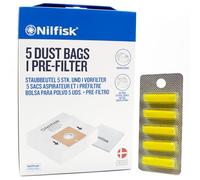 PakTrade 5 Sacs Aspirateur + Microfiltre + 5 Parfums Compatible avec Nilfisk GM 100 Sprint Plus - 12421700 | 5 Sacs, Filtres, Désodorisants, Accessoires, Pièces de Rechange
