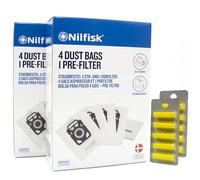 PakTrade 8 Sacs Aspirateur + 2 Microfiltre + 10 Parfums Compatible avec Nilfisk Elite P Superior - 107410971 | 8 Sacs, Filtres, Désodorisants, Accessoires, Pièces de Rechange