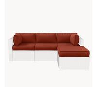 Pakunoda Lot de 9 coussins de rechange épais pour meubles de terrasse, chaise d'extérieur, en mousse à mémoire de forme imperméables et profonds, pour sectionnel, 4 doublures et housses Terra rouge