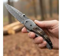 PAL 2000 KNIVES FK-3040 Couteau de Poche Pliant en Acier de Damas Fait à la Main sur Mesure