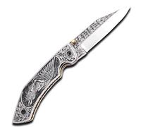 PAL 2000 KNIVES Gravé au ciseau à main Couteau de Poche Pliant en Acier D2 Fait Main sur Mesure 3152