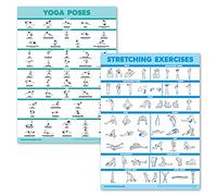 Palace Learning Lot de 2 affiches de yoga et d'exercices d'étirement - Ensemble de 2 tableaux laminés - Positions de yoga et étirements [léger] (laminé, 45,7 x 61 cm)
