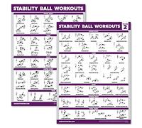 Palace Learning Lot de 2 ballons de yoga pour exercices de gymnastique Volume 1 et Volume 2 - Routine de balle de stabilité - Tableaux de fitness (45,7 x 61 cm, laminé)