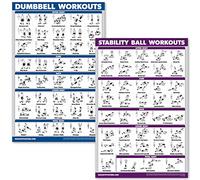 Palace Learning Lot de 2 posters laminés avec haltères et ballon d'exercice - Routine d'exercice avec haltères et stabilité/exercices de yoga (45,7 x 61 cm)