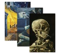 Palace Learning Lot de 3 affiches Vincent Van Gogh Squelette + Cafe Terrace la nuit + The Old Guitarist by Pablo Picasso - Lot de 3 reproductions d'art (laminées, 45,7 x 61 cm)
