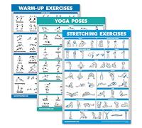 Palace Learning Lot de 3 - Exercices d'échauffement + exercices d'étirement + exercices de yoga - Lot de 3 tableaux d'entraînement (laminé, 45,7 x 61 cm)