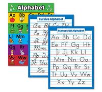Palace Learning Lot de 3 posters alphabet ABC + cursive + manuscrit - Graphiques éducatifs (laminés, 45,7 x 61 cm)