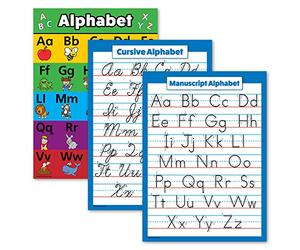 Palace Learning Lot de 3 posters alphabet ABC + cursive + manuscrit - Graphiques éducatifs (laminés, 45,7 x 61 cm)