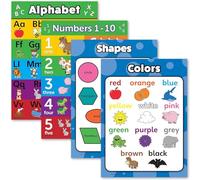 Palace Learning Lot de 4 Affiches Enfant Alphabet ABC + Chiffres de 1 à 10 + Formes + Couleurs - Tableaux Éducatifs pour Tout-petits (Laminé, 45,7 x 61 cm)