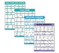 Palace Learning Lot de 4 poses de bloc de yoga, exercices de Pilates, positions de yoga, affiches d'étirement (45,7 x 61 cm, laminées)